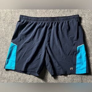 Russell Athletic Navy Shorts with Teal Side Panels XL(40-42) 40”waist